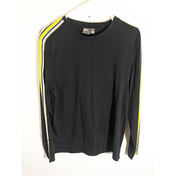 ASOS L Long Sleeve Shirt Men Black Stripe Trim Organic Cotton Casual Streetwear - Picture 1 of 4